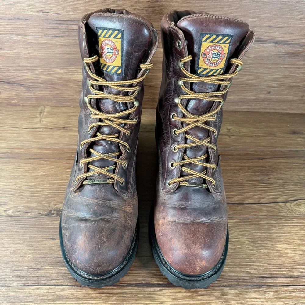 JUSTIN Work Boots‎ Gore-Tex Leather Lace Up Shoes Men’s Size 11.5